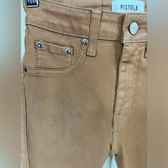 NWT Pistola Aline High Rise Skinny Coated Jeans Cognac Color Size 24 - Picture 5 of 14